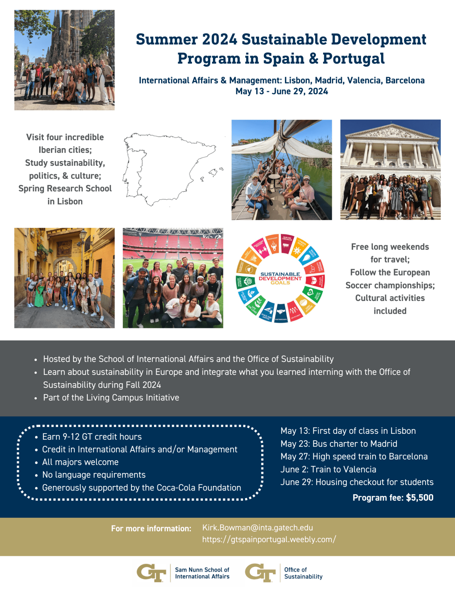 Flyer describing study abroad opportunity with the Office of Sustainability.